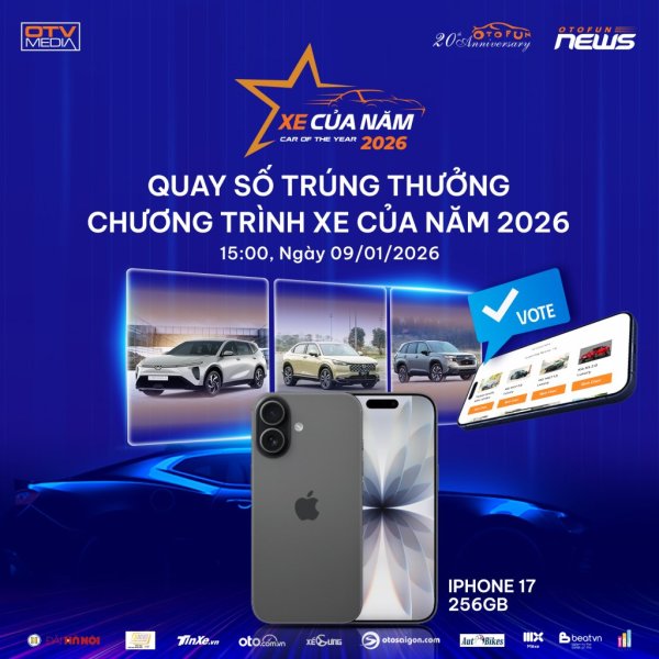 Xe Của Năm 2026: ngày 09/1/2026 Fanpage Otofun sẽ có livestream trực tiếp quay thưởng iphone 17