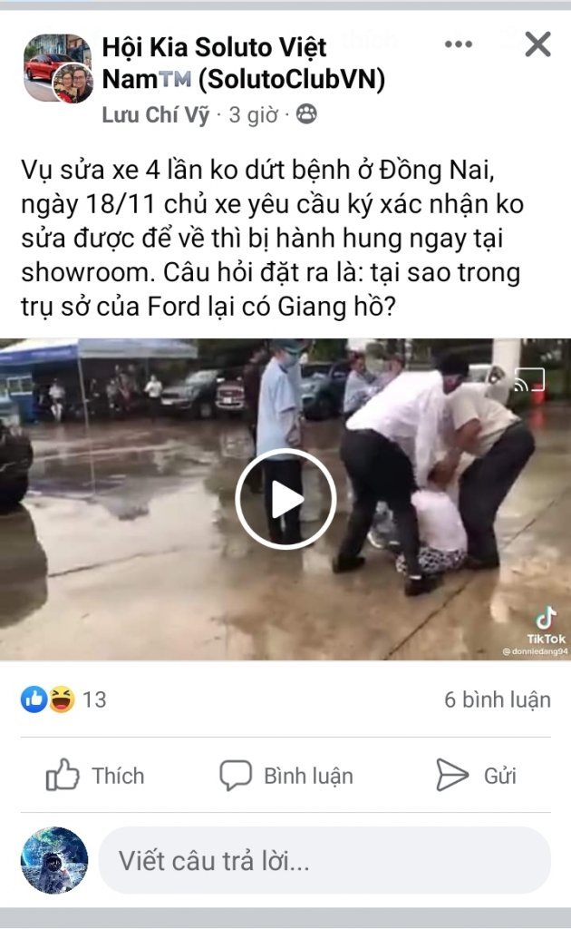 Khách hàng bị hành hung ngay trong đại lý Ford.