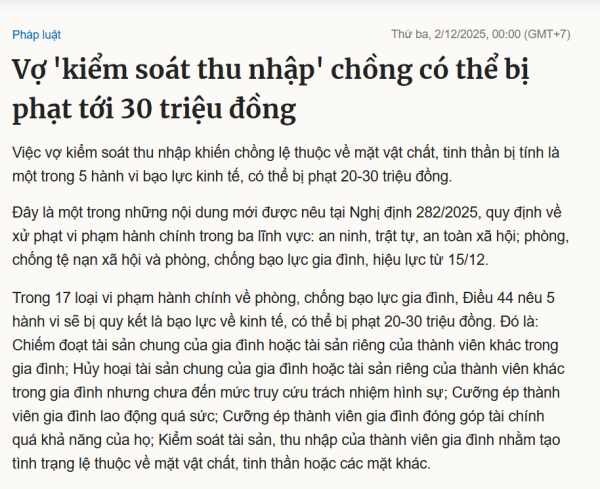 Đề xuất kiểm soát thu nhập của chồng/vợ sẽ bị phạt đến 30 triệu đồng