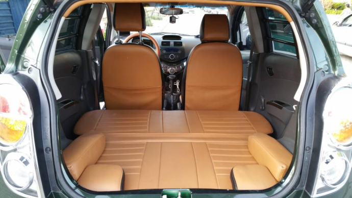 Áo trùm ghế ô tô Chevrolet Spark da hạt gỗ tự nhiên cao cấp - OTOALO