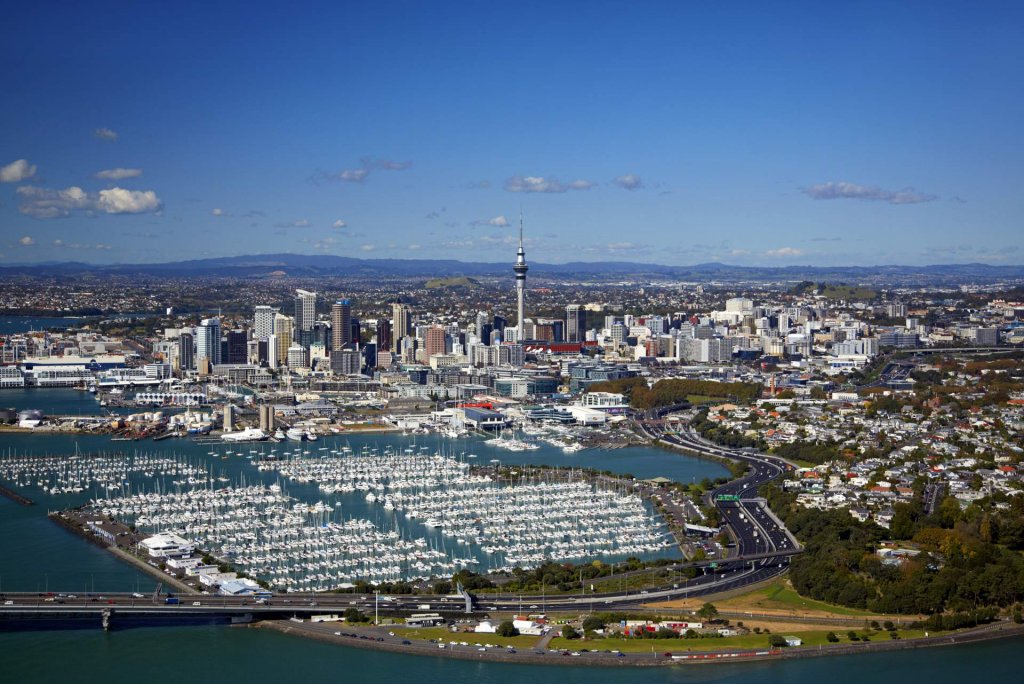 Aerial View Of Auckland Harbour Bridge, Westhaven And Auckland Cbd_64518.jpg