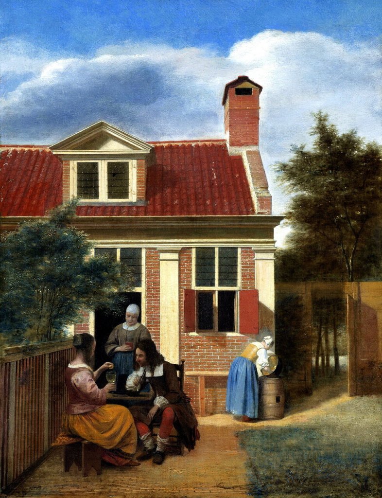 Hooch, Pieter de - Een gezelschap op de plaats achter een huis, 1663-1665.jpg