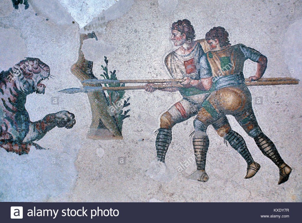 byzantine-floor-mosaic-of-byzantine-hunters-with-spears-hunting-a-KXDY7R.jpg