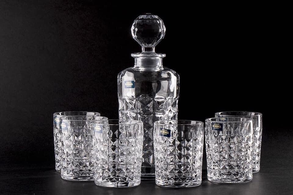 Bộ bình rượu và 6 cốc 230ml pha lê Crystal BOHEMIA Collection Diamond Whisky2.jpeg