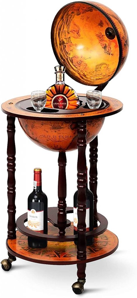 Quầy bar rượu hình quả địa cầu gỗ thế kỉ 16 Costway HW471957.jpeg