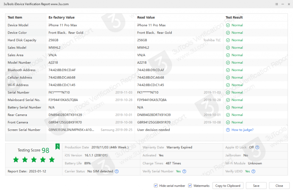 iPhone 11 Pro Max_iDevice Verification Report_000114E20278802E.png