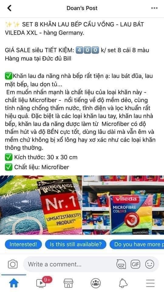 Bộ 8 khăn lau đa năng siêu thấm 30x30cm Vileda - nội địa Đức3.jpeg