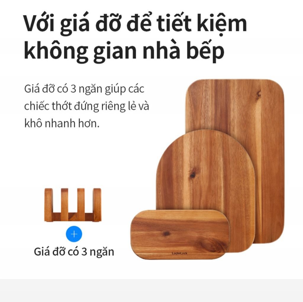 Bộ 3 thớt gỗ Acacia (tràm) tự nhiên kèm giá đỡ LocknLock CKD075S4 – sản xuất tại Việt Nam5.jpg