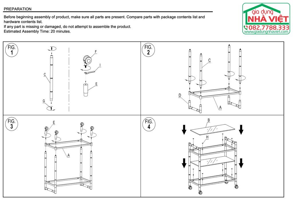 Kệ quầy bar 2 tầng có bánh xe Duval Acrylic Safavieh SFV2500-1.jpg