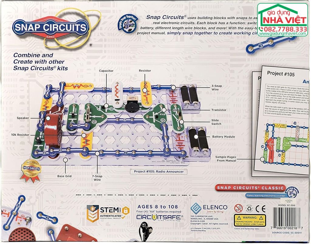 Bộ dụng cụ lắp ráp mạch điện 300 dự án Snap Circuits Classic SC-3008.jpg