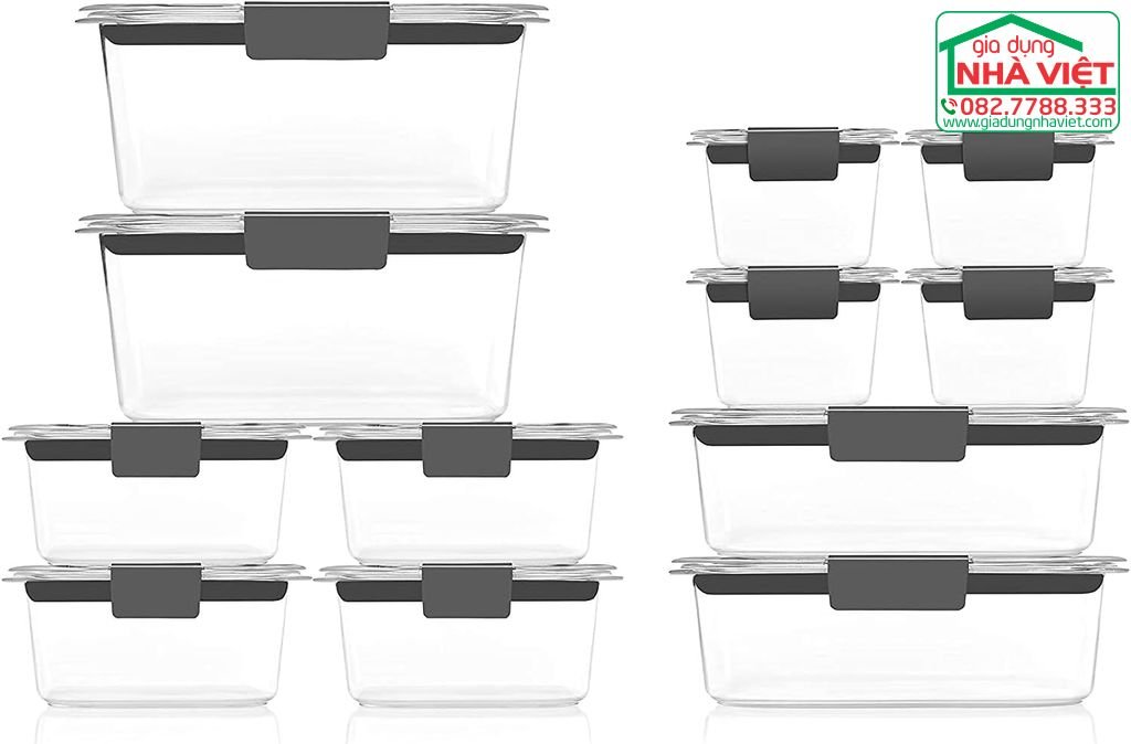 Bộ 24 món (12 hộp) nhựa trong suốt kín khí Free BPA Brilliance Rubbermaid 2108390 –...jpg