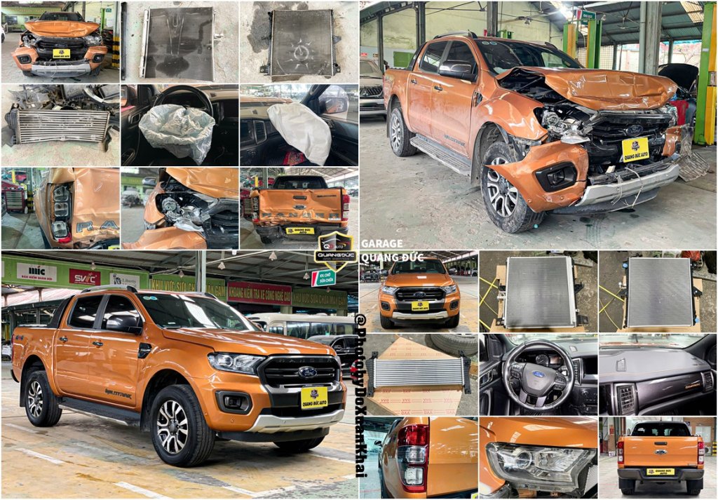 FORD RANGER MÀU CAM - TAI NẠN ĐẦU ĐUÔI, BUNG TÚI KHÍ quangducauto khaiphuchoi (1).jpg