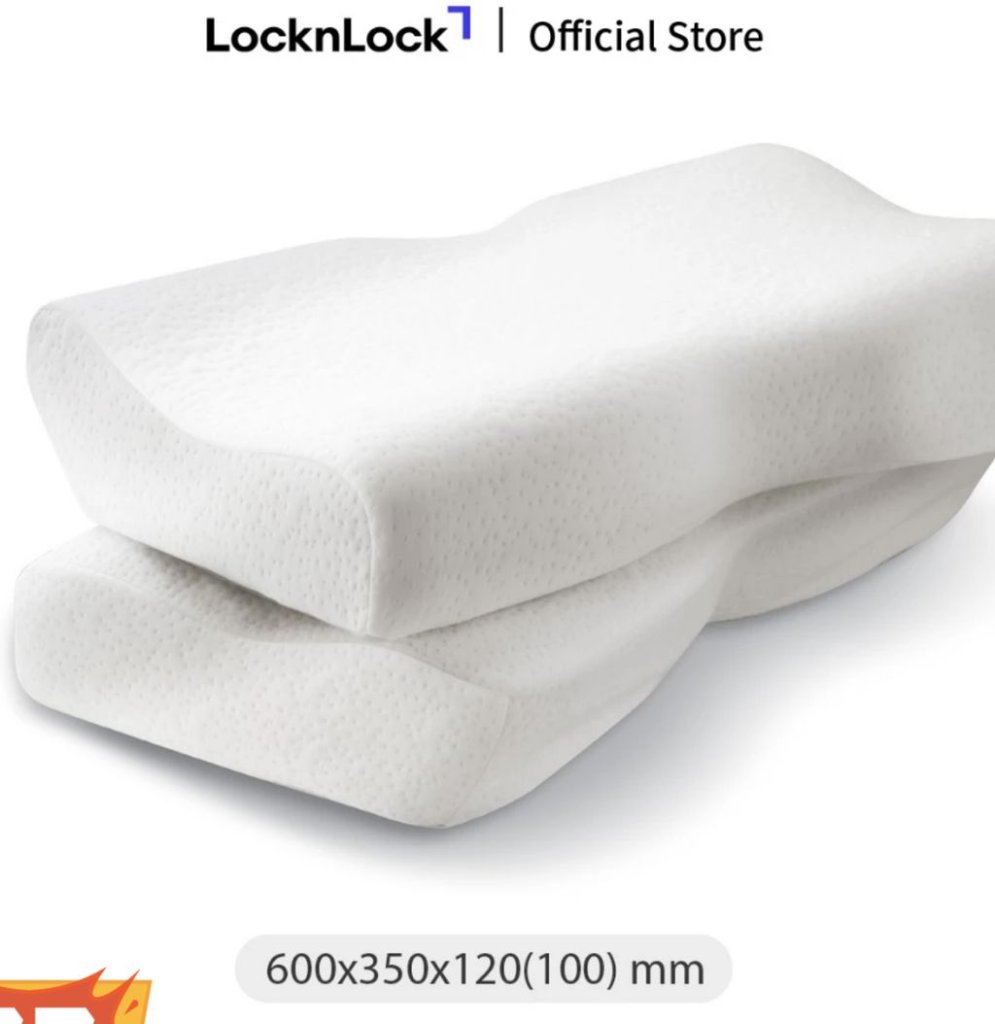 Gối Memory Foam 2 đầu thấp cao tốt cho đau cổ vai gáy LocknLock HLW1131.jpg
