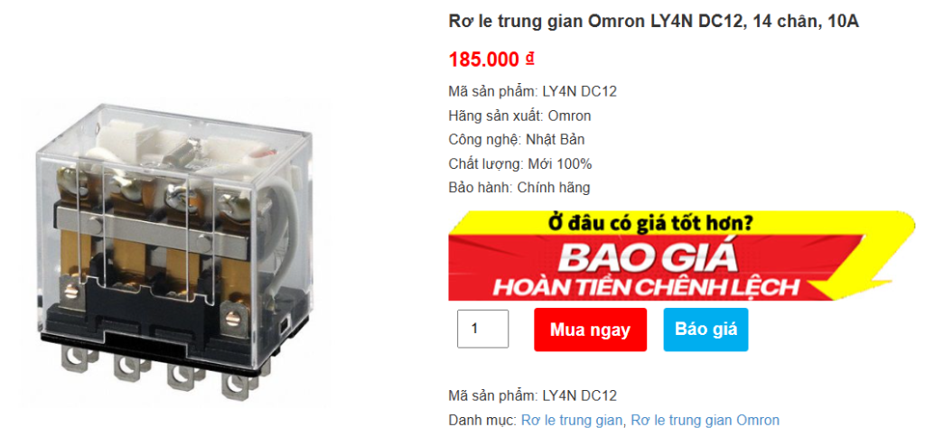 Rơ le trung gian Omron LY4N DC12, 14 chân, 10A.PNG