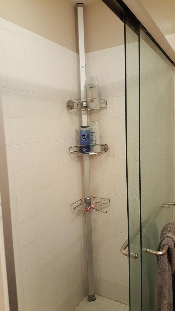 Giá kệ góc treo dụng cụ nhà tắm loại chống sàn và trần Simplehuman BT106212.jpg