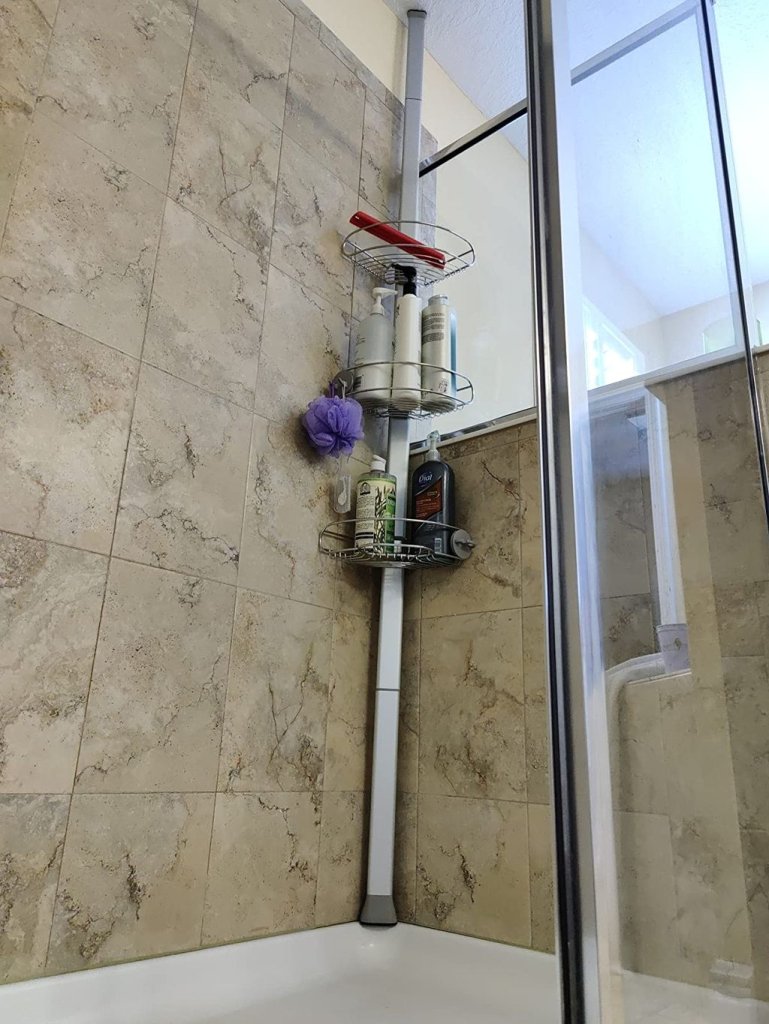 Giá kệ góc treo dụng cụ nhà tắm loại chống sàn và trần Simplehuman BT106213.jpg
