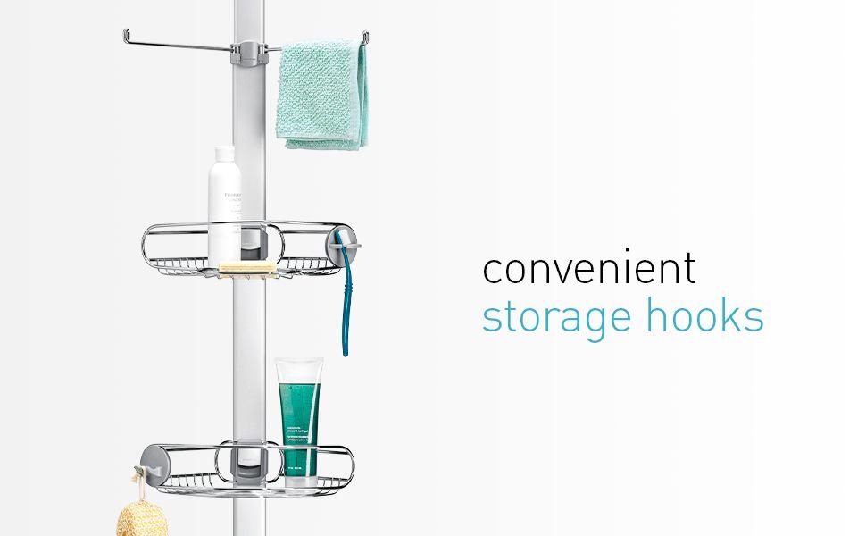 Giá kệ góc treo dụng cụ nhà tắm loại chống sàn và trần Simplehuman BT10622.jpg