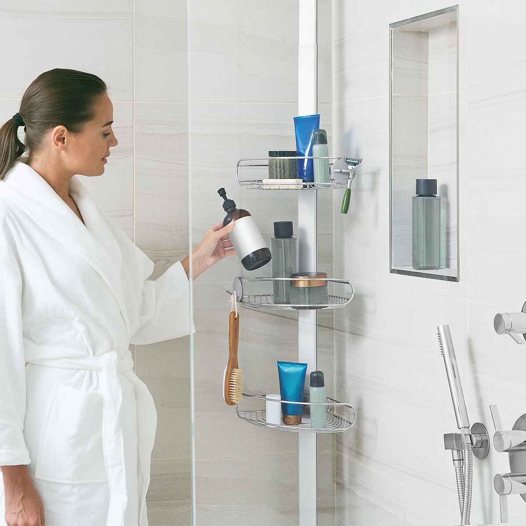 Giá kệ góc treo dụng cụ nhà tắm loại chống sàn và trần Simplehuman BT106232.jpg