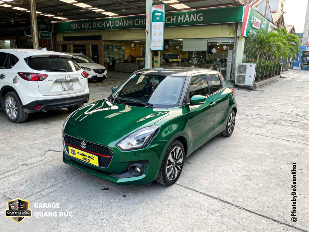 SUZUKI SWIFT -  ĐỔI MÀU TỪ XÁM SANG XANH LÁ TRỪ NÓC KHAIPHUCHOI QUANGDUCAUTO (7).jpg