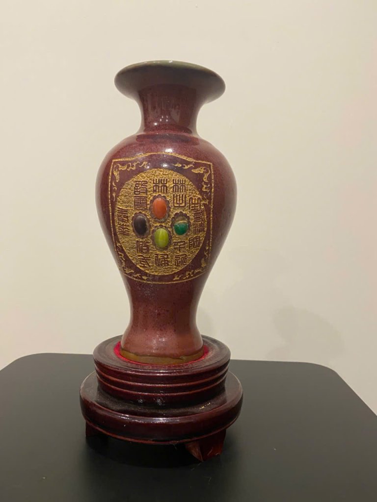 Bình thời đại nhà Tống men Jun gắn đá quý - Song Dynasty Jun glaze vase with gemstones - (5).jpg