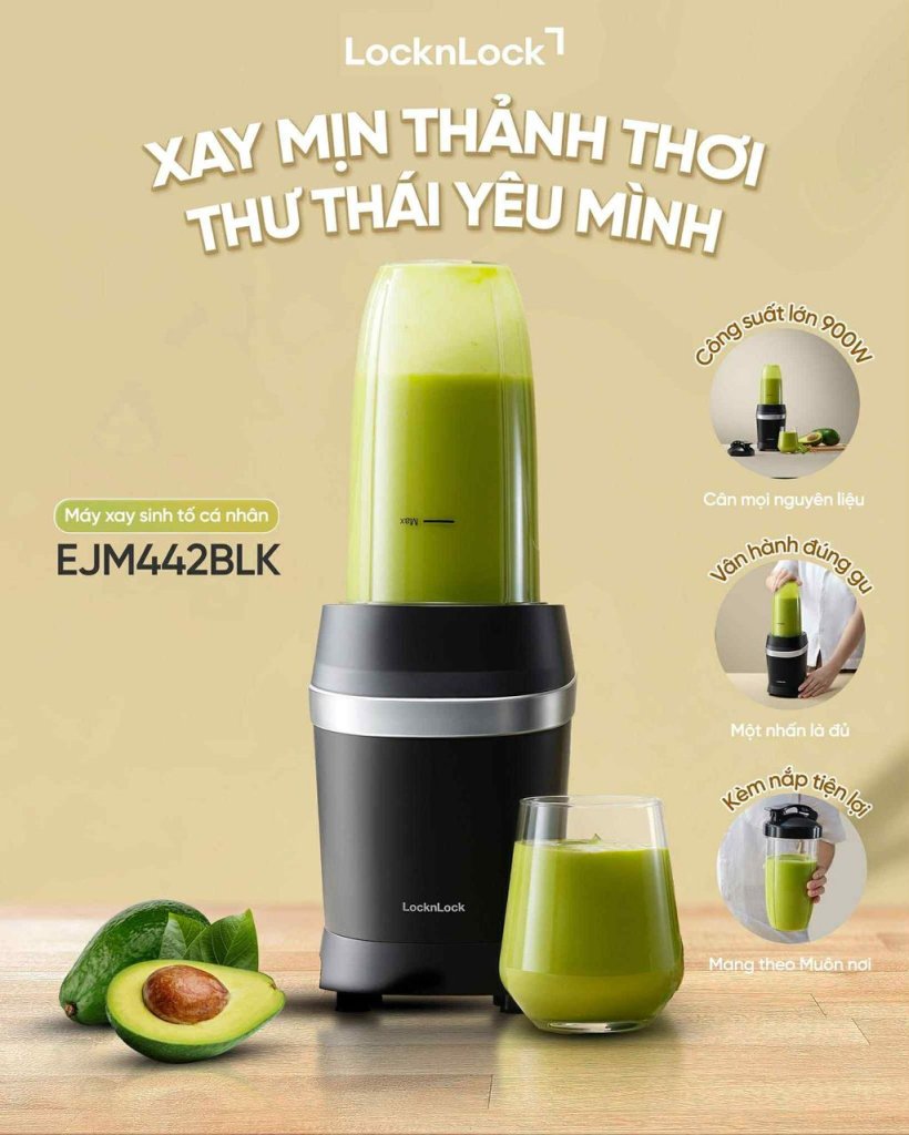 Máy xay sinh tố cá nhân mang đi 700ml 900W Duo Turbo Blender LocknLock EJM442BLK10.jpg