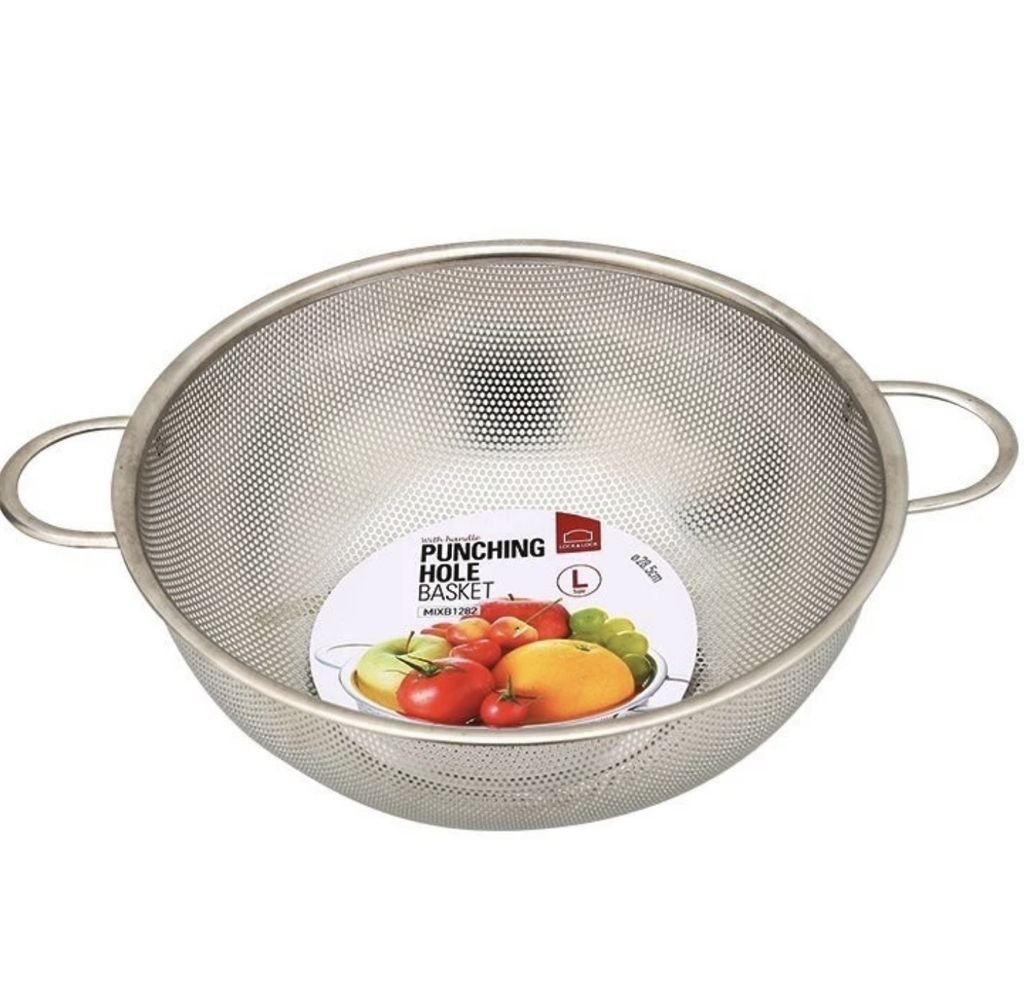 Rổ inox 28cm Punching Hole Basket có tay cầm LocknLock MIXB12828.jpg