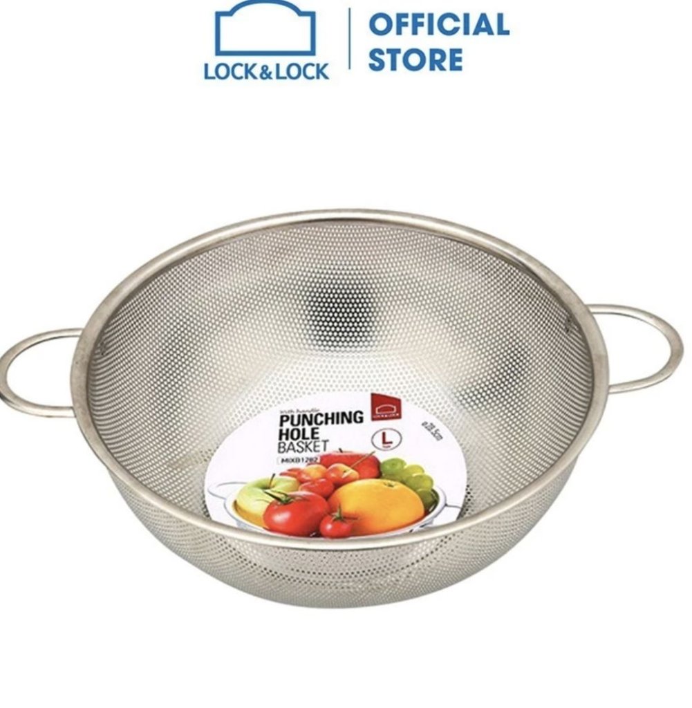 Rổ inox 28cm Punching Hole Basket có tay cầm LocknLock MIXB12827.jpg