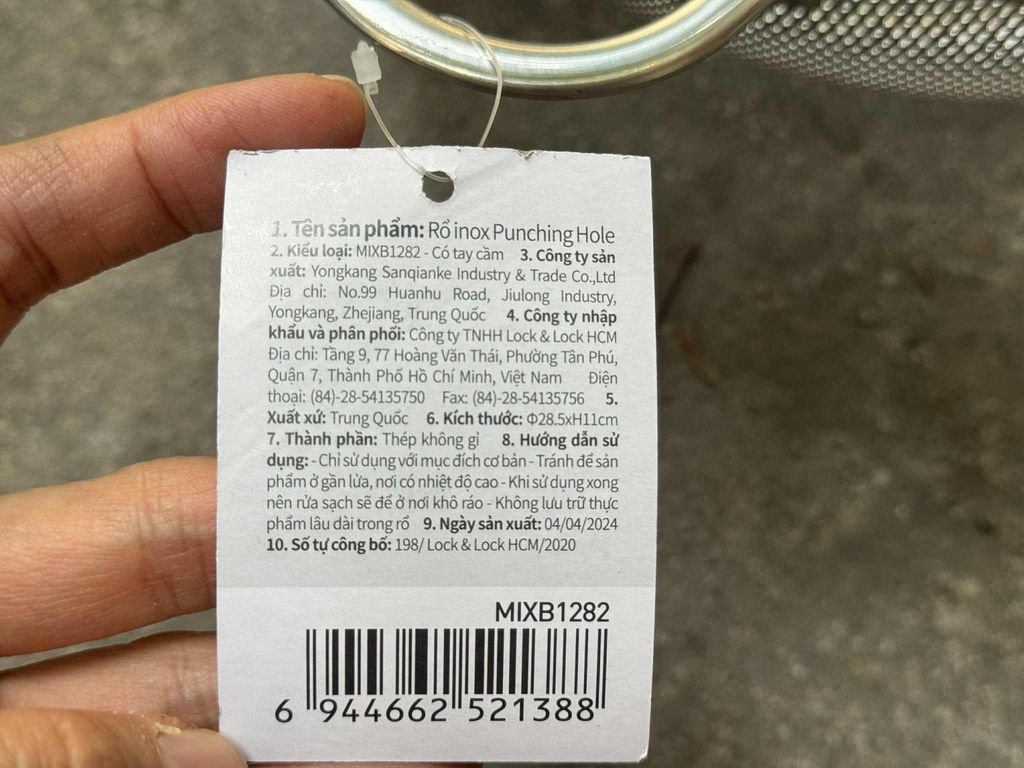 Rổ inox 28cm Punching Hole Basket có tay cầm LocknLock MIXB12824.jpeg