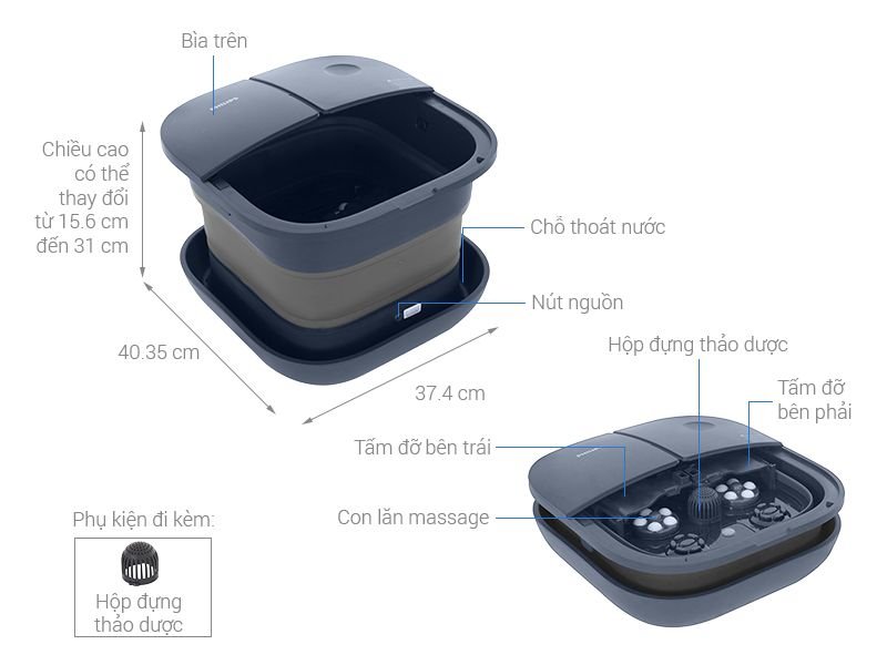 Bồn massage ngâm chân có thể gấp gọn Philips PPM6504 10.jpg