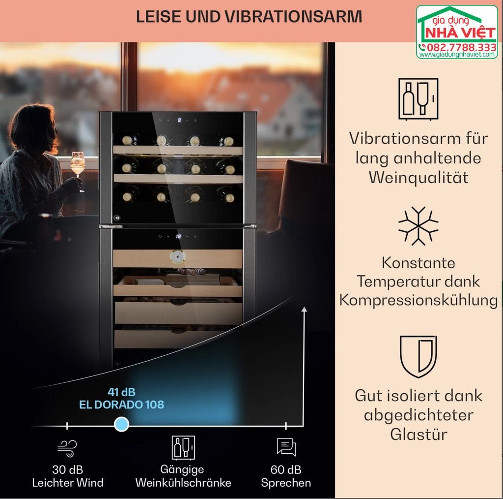 Tủ bảo quản rượu vang Klarstein El Dorado 108L.jpg