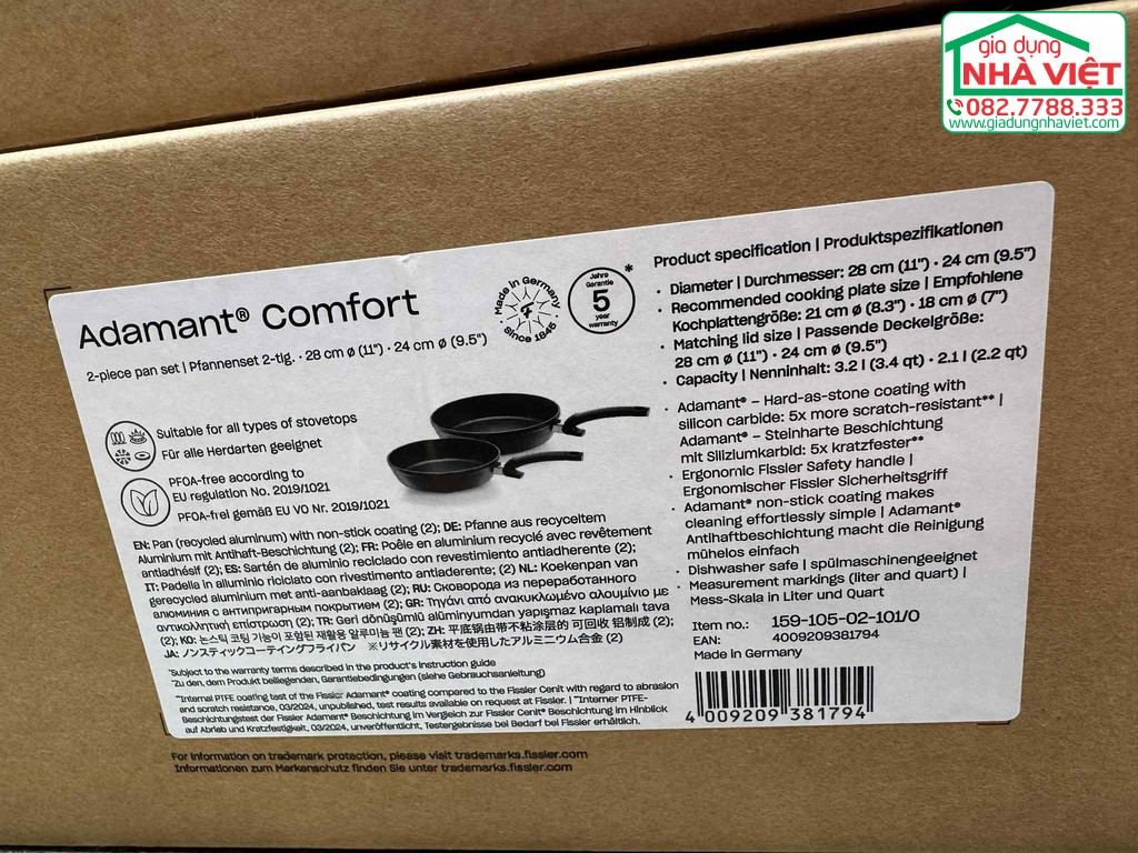 Bộ 2 chảo rán chống dính 24 và 28cm Adamant® Comfort Fissler 159-105-02-101-0 - Made ...jpeg