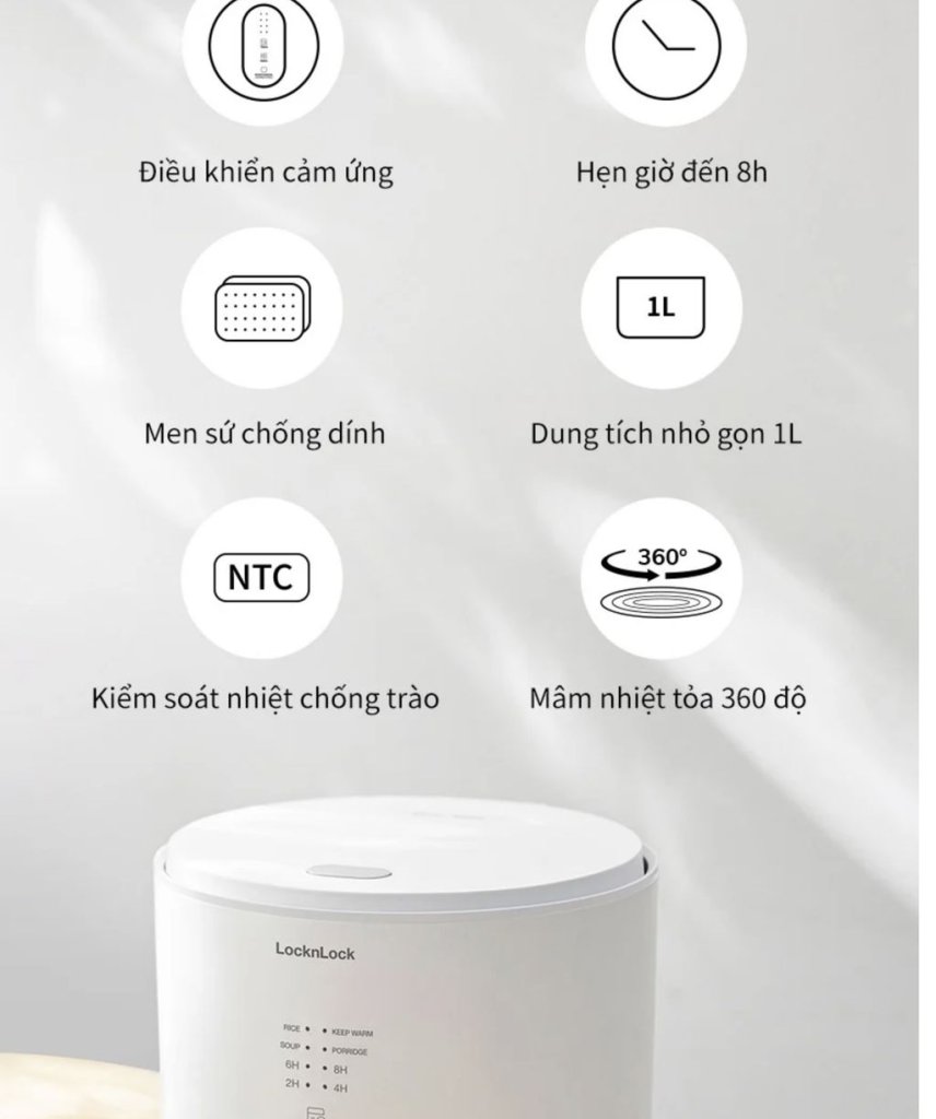 Nồi cơm điện Donggeurami 400W, 1.0L LocknLock EJR334IVY16.jpg