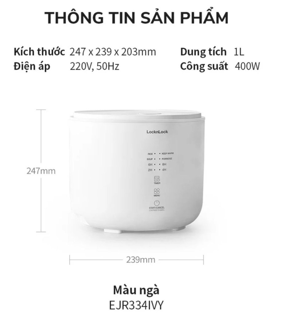 Nồi cơm điện Donggeurami 400W, 1.0L LocknLock EJR334IVY15.jpg